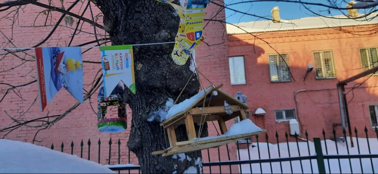 Фотоотчет проведения экологической акции "Помоги птице зимой!" в образовательных организациях города  МБДОУ №30. Птичья "столовая" ждет гостей